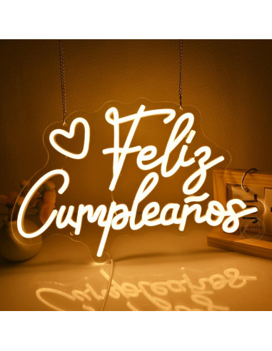Letrero Neón Feliz Cumpleaños Goldenleader 40x25 cm USB