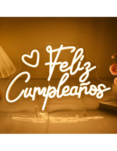 Letrero Neón Feliz Cumpleaños Goldenleader 40x25 cm USB