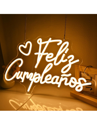 Letrero Neón Feliz Cumpleaños Goldenleader 40x25 cm USB