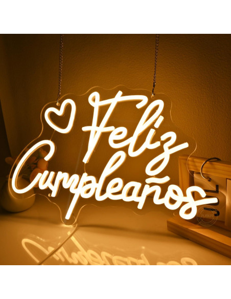 Letrero Neón Feliz Cumpleaños Goldenleader 40x25 cm USB