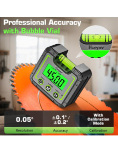 Medidor de Ángulo Digital Huepar AG01 con Pantalla LCD y Base Magnética 2