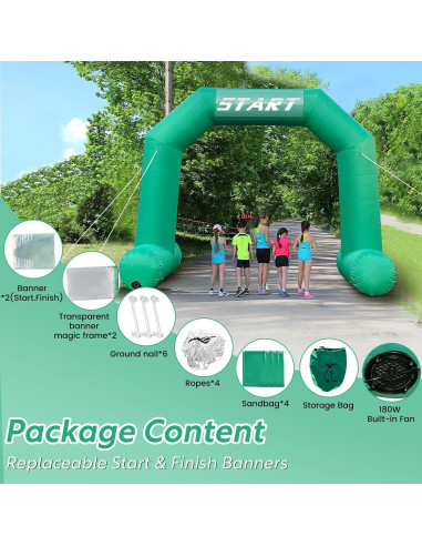 Arco Inflable 4m Verde JL-Inflate con Ventilador y Banners