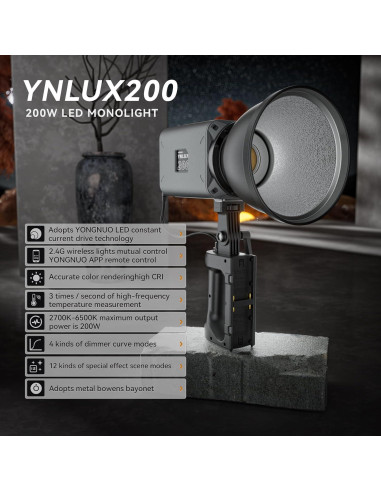 YONGNUO YNLUX200 200W Luz LED Bi-Color 2700-6500K Control Remoto