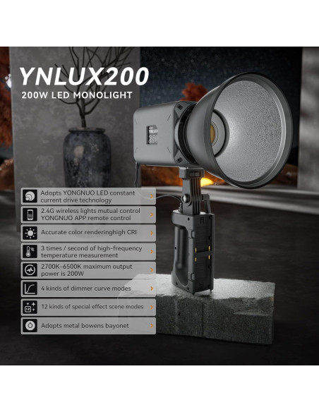 YONGNUO YNLUX200 200W Luz LED Bi-Color 2700-6500K Control Remoto