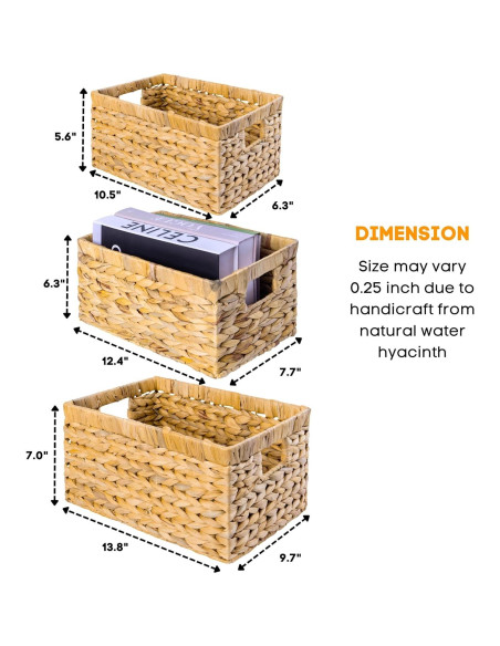 Juego de 6 Cestas de Almacenamiento M4DECOR de Jacinto de Agua