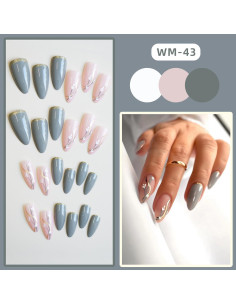 Uñas Postizas Vezocim Almendra Media Grises 24 Piezas 2