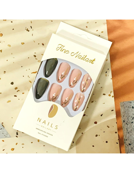 Uñas Postizas Vezocim Almendra Media Grises 24 Piezas