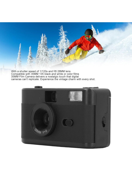Cámara de película Zyyini 35mm reutilizable con flash - Negro