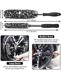 Kit de Cepillos Limpiadores de Ruedas NIKCOSMK WCB-3 Negro 2