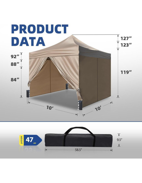 Carpa Comercial Pop Up Foristrail 10x10 m Beige UPF 50+