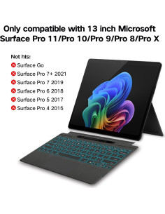 Teclado Bluetooth Inalámbrico Jvkzaen para Surface Pro 11/10/9/8/X 2