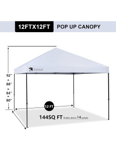 Carpa Plegable 12x12 KUZNAP Blanca Impermeable con Accesorios 2