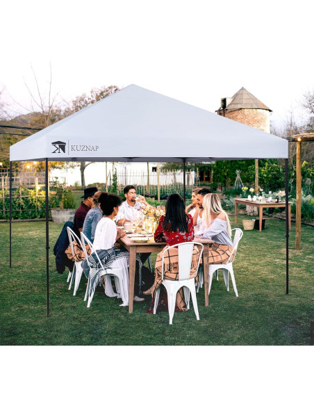 Carpa Plegable 12x12 KUZNAP Blanca Impermeable con Accesorios
