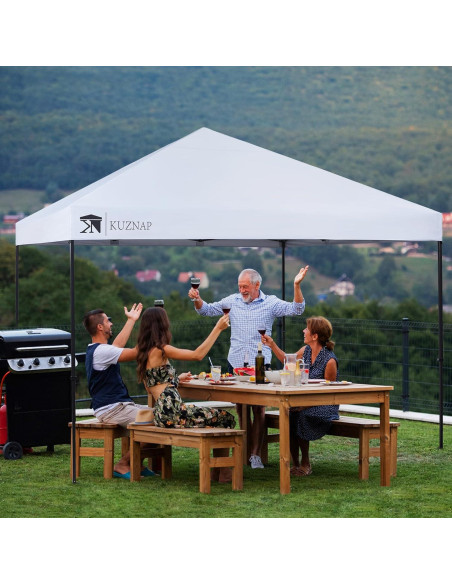 Carpa Plegable 12x12 KUZNAP Blanca Impermeable con Accesorios