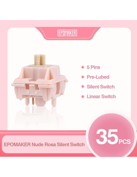 Interruptores de Teclado EPOMAKER Nude Rosa 40gf Silenciosos 35 PCS