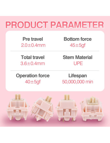 Interruptores de Teclado EPOMAKER Nude Rosa 40gf Silenciosos 35 PCS