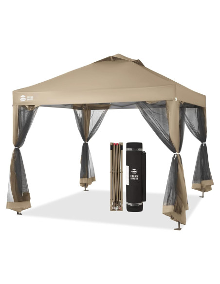 Pabellón Instantáneo CROWN SHADES 10x10 Beige con Mosquitera