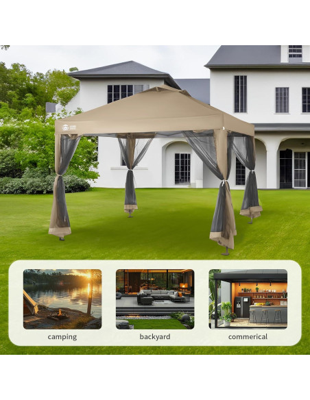 Pabellón Instantáneo CROWN SHADES 10x10 Beige con Mosquitera