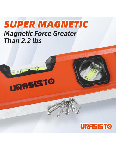 Juego de Niveles URASISTO 5 Piezas Aluminio 25.4 a 121.9 cm