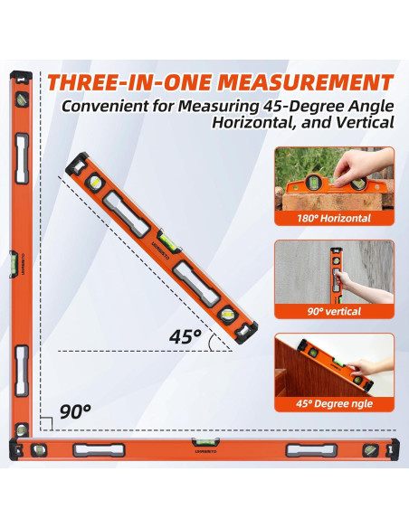 Juego de Niveles URASISTO 5 Piezas Aluminio 25.4 a 121.9 cm