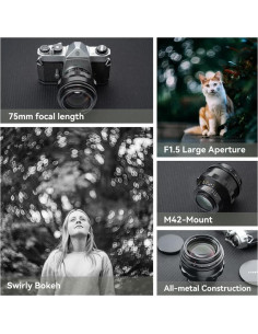 Lente TTArtisan 75mm F1.5 Bokeh Espiral Montura M42 Negro 2