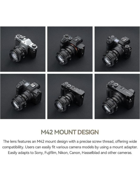 Lente TTArtisan 75mm F1.5 Bokeh Espiral Montura M42 Negro