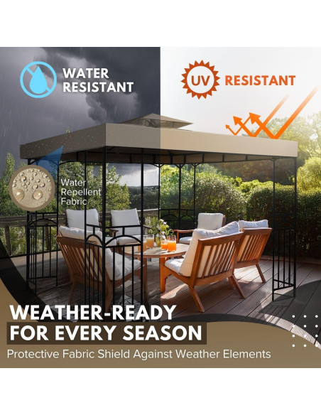 Cubierta de Reemplazo Gazebo Flexzion 3.6x3.6m Beige UV30+