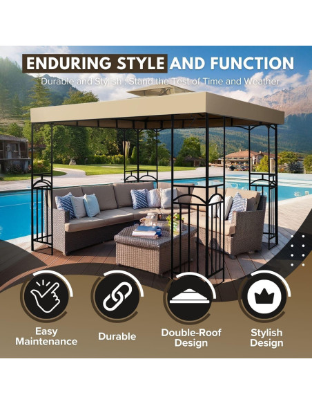 Cubierta de Reemplazo Gazebo Flexzion 3.6x3.6m Beige UV30+