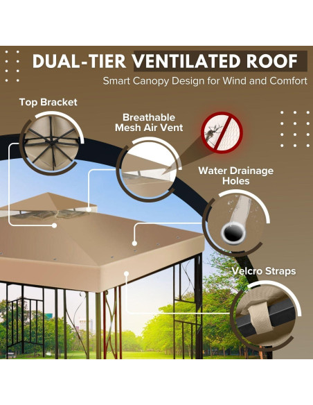 Cubierta de Reemplazo Gazebo Flexzion 3.6x3.6m Beige UV30+