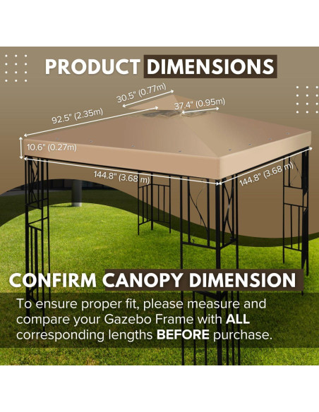 Cubierta de Reemplazo Gazebo Flexzion 3.6x3.6m Beige UV30+