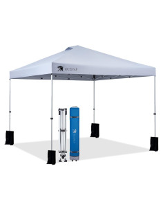 Carpa Plegable 3x3m KUZNAP Blanca Impermeable con Ruedas