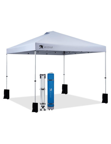 Carpa Plegable 3x3m KUZNAP Blanca Impermeable con Ruedas