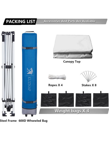 Carpa Plegable 3x3m KUZNAP Blanca Impermeable con Ruedas