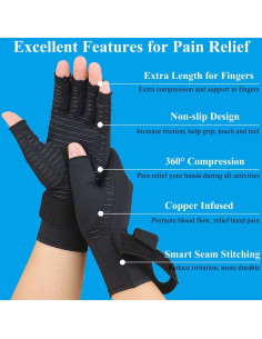 Guantes de Cobre para Artritis Tianhengyi Sin Dedos - Pequeño-Mediano 2