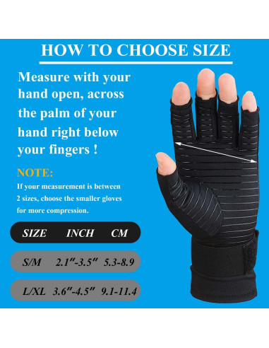 Guantes de Cobre para Artritis Tianhengyi Sin Dedos - Pequeño-Mediano