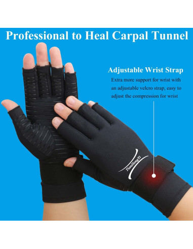 Guantes de Cobre para Artritis Tianhengyi Sin Dedos - Pequeño-Mediano