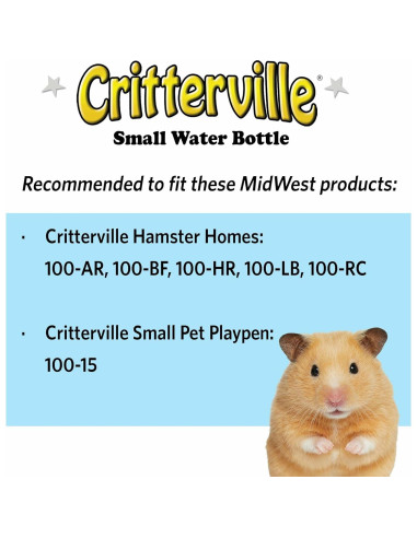 Botella de Agua Pequeña MidWest para Hámsters y Ratones 100 ml