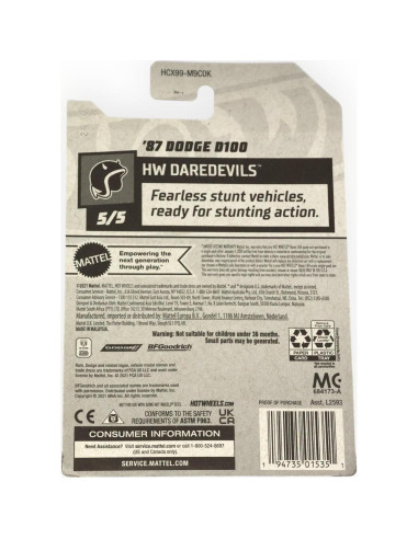 Hot Wheels 2022 Dodge D100 HW Daredevils 5/5 Negro