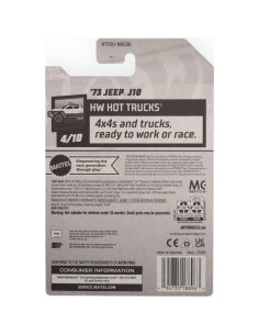 Hot Wheels Jeep J10 1973 Die Cast Blanco 17.78x12.7cm 2