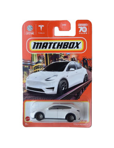 Matchbox Tesla Model Y 70 Años Coche de Juguete Blanco