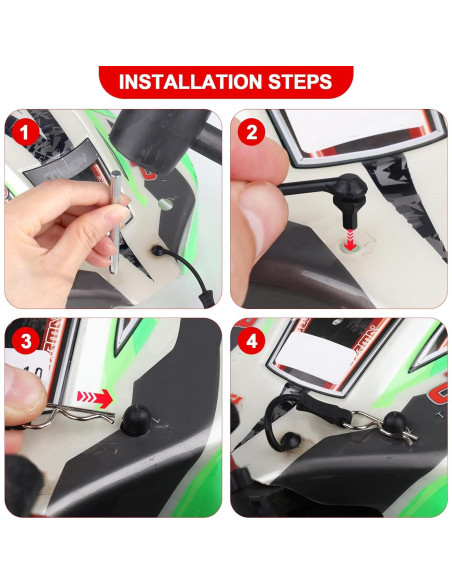 10 Clips de Carro RC AllinRC 1.4mm con Tiradores y Perforador