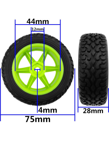 Neumáticos de goma 75mm con llantas plásticas HIRCQOO RC