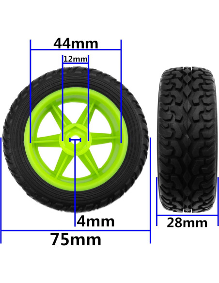 Neumáticos de goma 75mm con llantas plásticas HIRCQOO RC