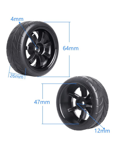 Neumáticos de Caucho Hobbypark 1/10 4 Piezas 26mm 65mm