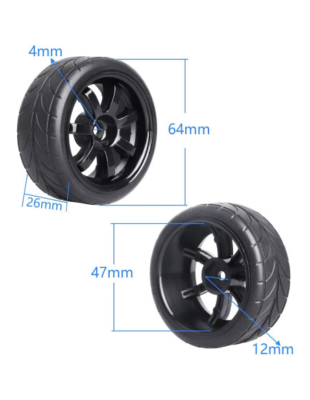 Neumáticos de Caucho Hobbypark 1/10 4 Piezas 26mm 65mm