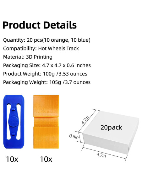 Conectores de Pistas Hot Wheels K TOMOTO - 20 Piezas