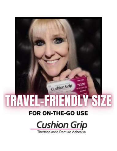 Adhesivo para Dentaduras Cushion Grip 0.35 oz Viaje 3 Piezas