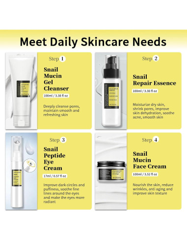 Kit de Cuidado Facial Mucina de Caracol MIZEEYE 4 PZS Viaje