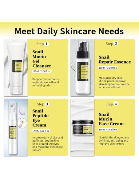 Kit de Cuidado Facial Mucina de Caracol MIZEEYE 4 PZS Viaje