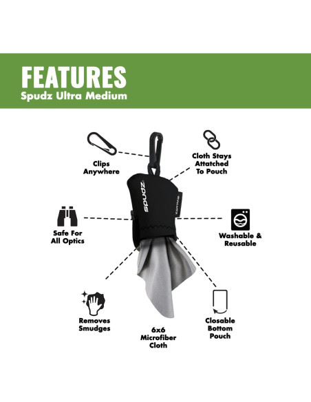 Paño de Lente Microfibra Spudz Ultra - Bolsa Neopreno 15.24 cm